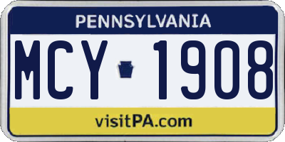 PA license plate MCY1908