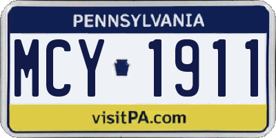 PA license plate MCY1911