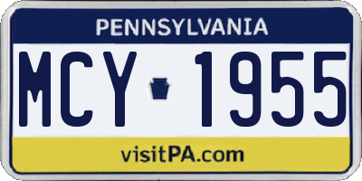 PA license plate MCY1955