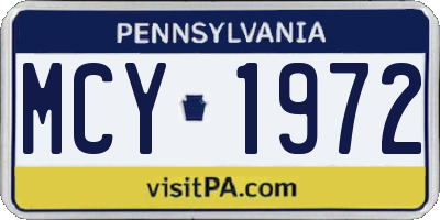 PA license plate MCY1972