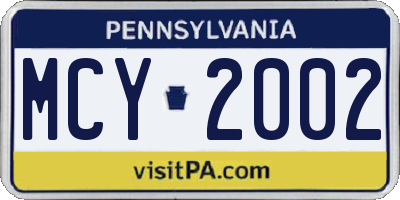 PA license plate MCY2002