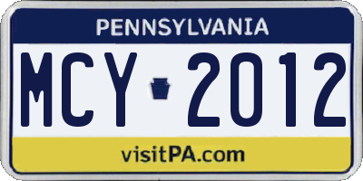 PA license plate MCY2012