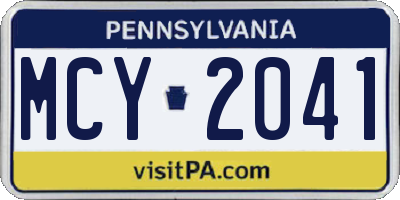 PA license plate MCY2041