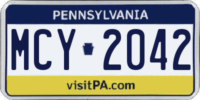 PA license plate MCY2042
