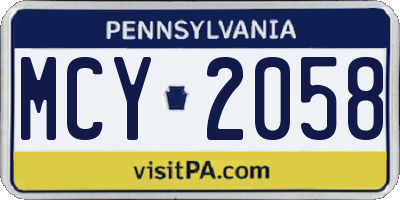 PA license plate MCY2058