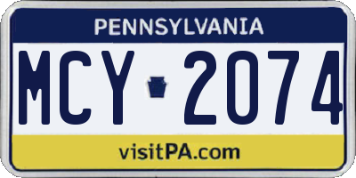 PA license plate MCY2074