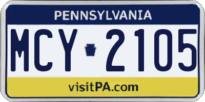 PA license plate MCY2105