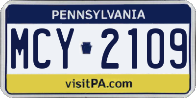 PA license plate MCY2109