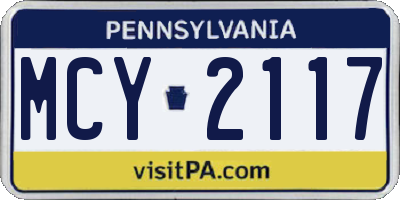 PA license plate MCY2117