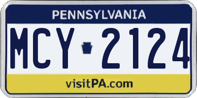 PA license plate MCY2124