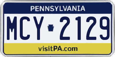 PA license plate MCY2129