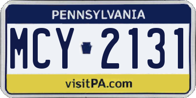 PA license plate MCY2131