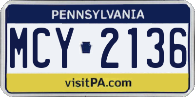 PA license plate MCY2136