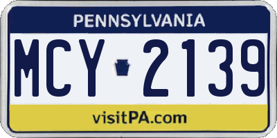 PA license plate MCY2139