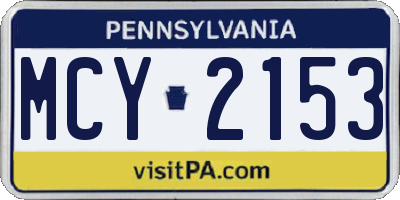 PA license plate MCY2153