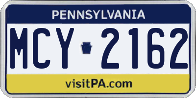PA license plate MCY2162