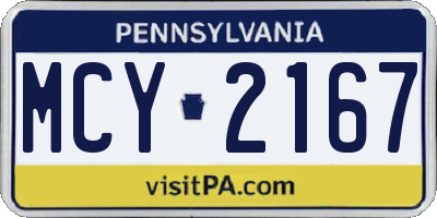 PA license plate MCY2167