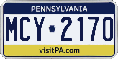 PA license plate MCY2170