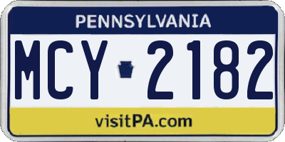 PA license plate MCY2182