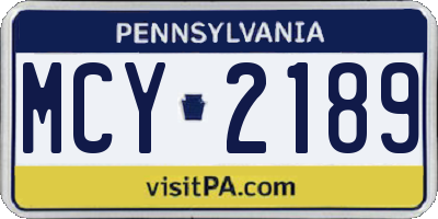 PA license plate MCY2189