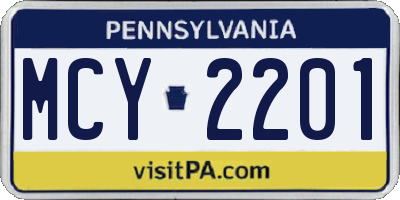 PA license plate MCY2201
