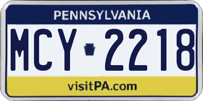 PA license plate MCY2218