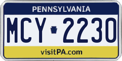 PA license plate MCY2230