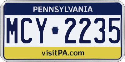 PA license plate MCY2235