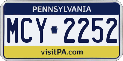 PA license plate MCY2252