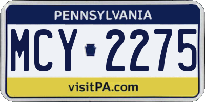 PA license plate MCY2275