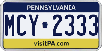 PA license plate MCY2333