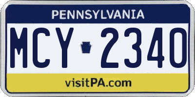 PA license plate MCY2340