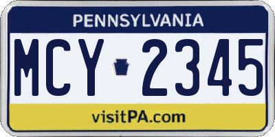 PA license plate MCY2345