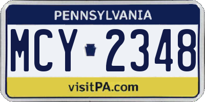 PA license plate MCY2348