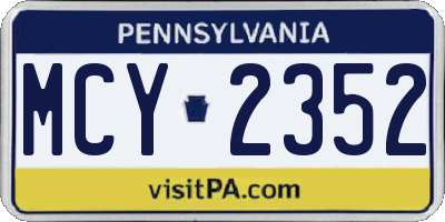 PA license plate MCY2352