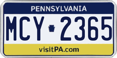 PA license plate MCY2365