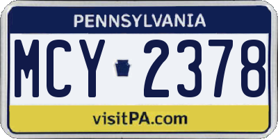 PA license plate MCY2378