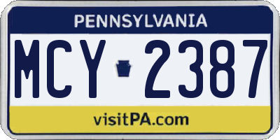 PA license plate MCY2387