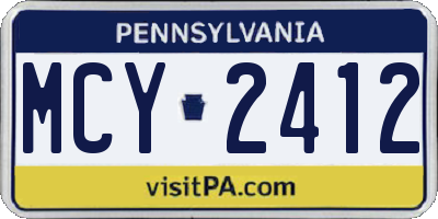 PA license plate MCY2412