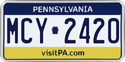 PA license plate MCY2420