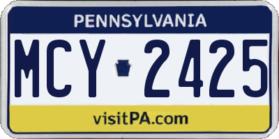 PA license plate MCY2425