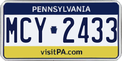 PA license plate MCY2433