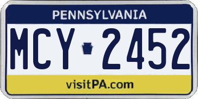 PA license plate MCY2452