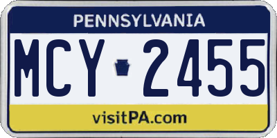PA license plate MCY2455