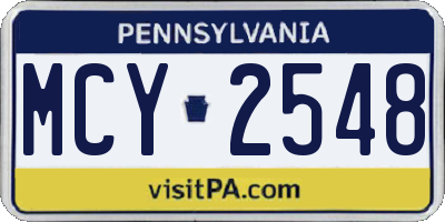 PA license plate MCY2548