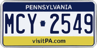 PA license plate MCY2549