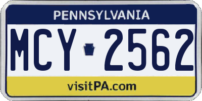 PA license plate MCY2562