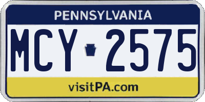 PA license plate MCY2575