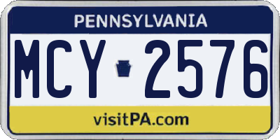 PA license plate MCY2576