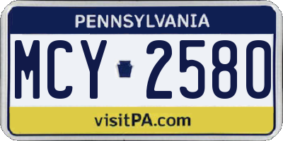 PA license plate MCY2580